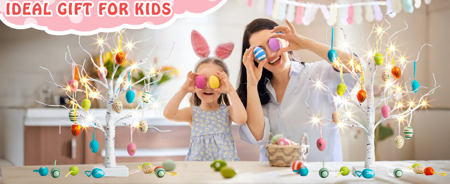EAMBRITE Easter Decorations Easter Tree with 18x2 pcs Eggs Ornaments