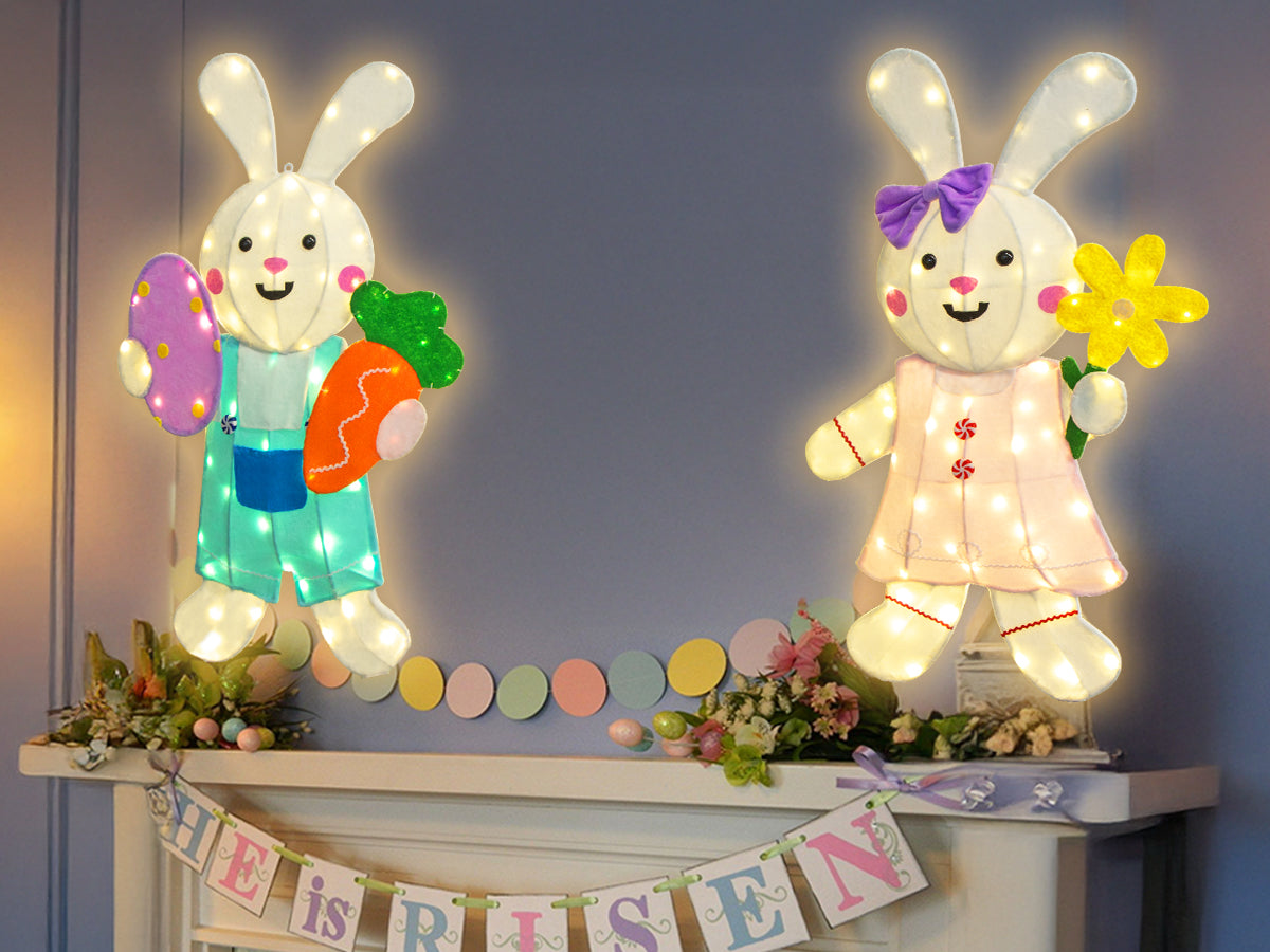EAMBRITE 2 Pack Easter Decorations Outdoor Bunny Decor