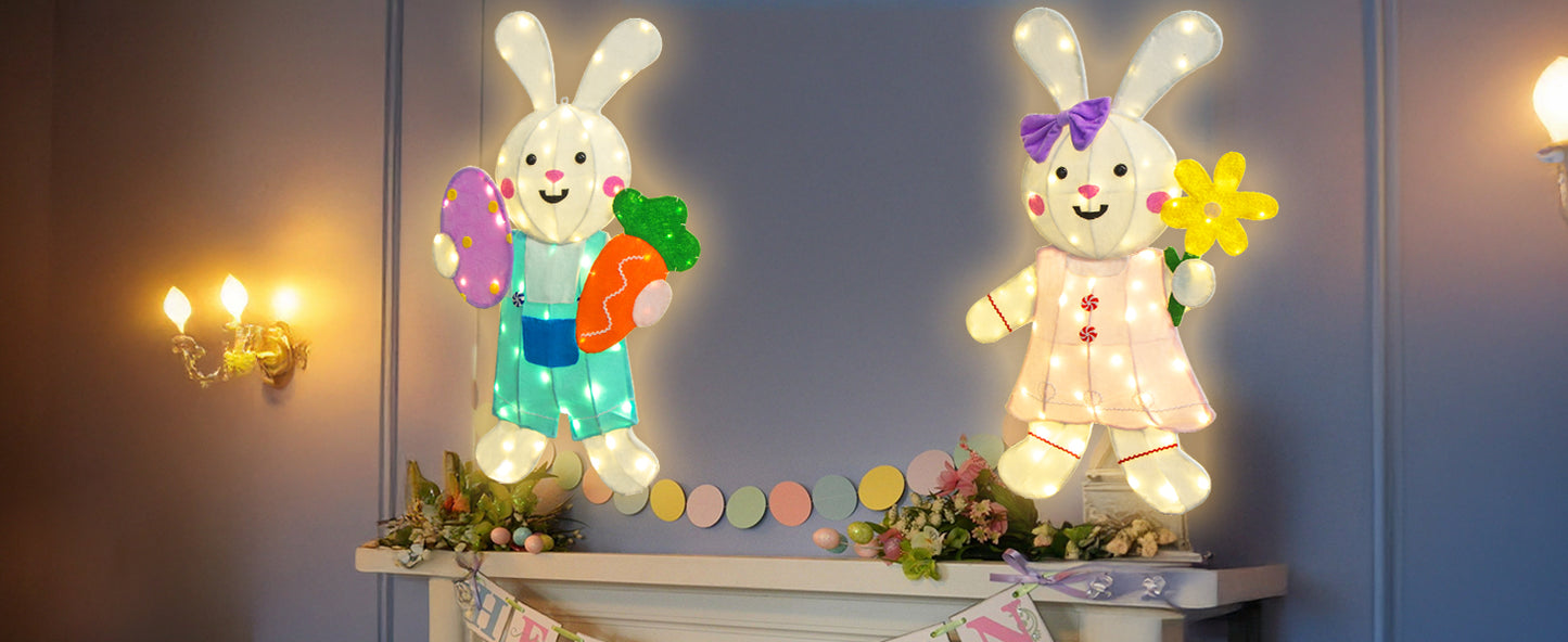 EAMBRITE 2 Pack Easter Decorations Outdoor Bunny Decor