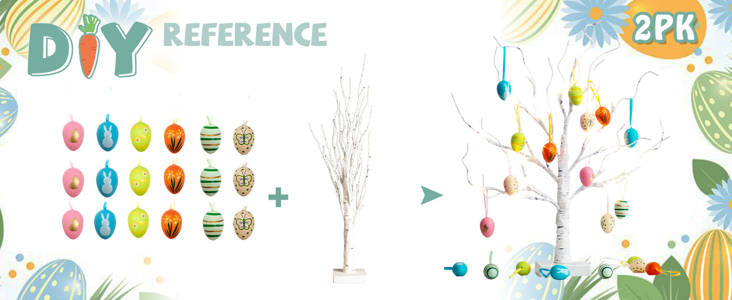 EAMBRITE Easter Decorations Easter Tree with 18x2 pcs Eggs Ornaments