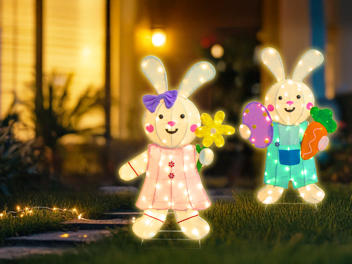 EAMBRITE 2 Pack Easter Decorations Outdoor Bunny Decor