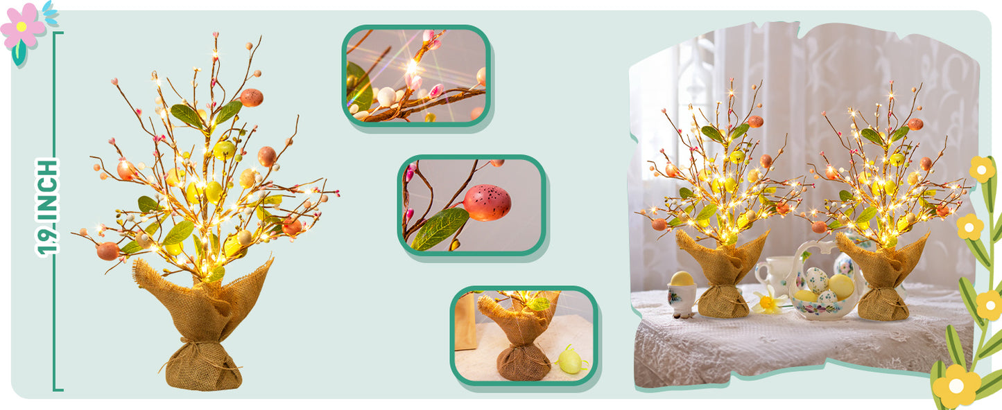 EAMBRITE Easter Decorations Easter Egg Tree with Lights