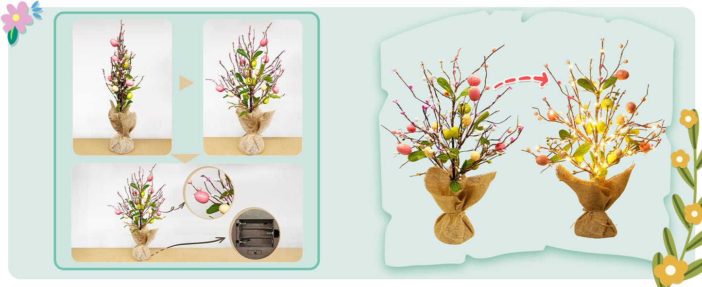 EAMBRITE Easter Decorations Easter Egg Tree with Lights