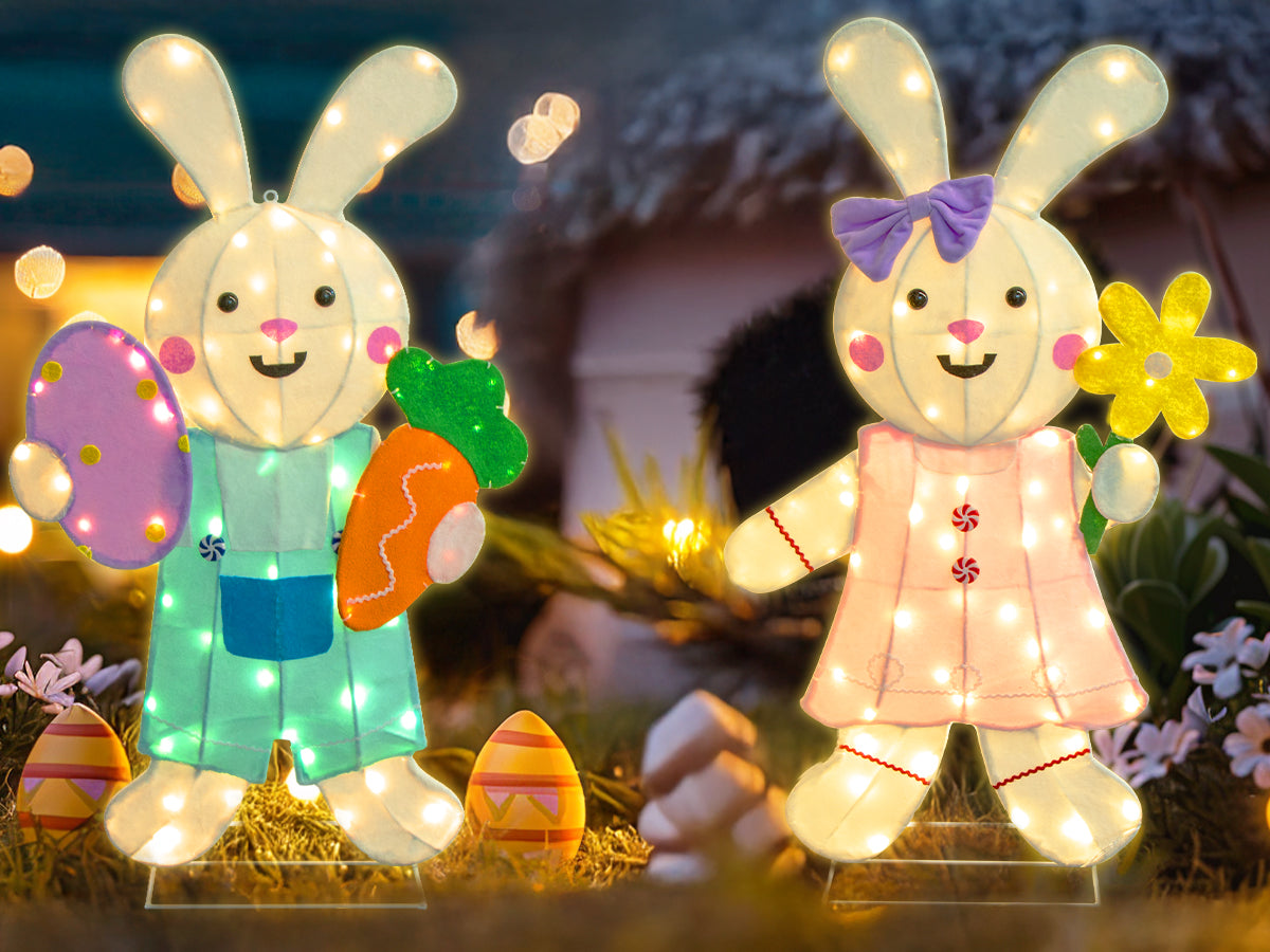 EAMBRITE 2 Pack Easter Decorations Outdoor Bunny Decor