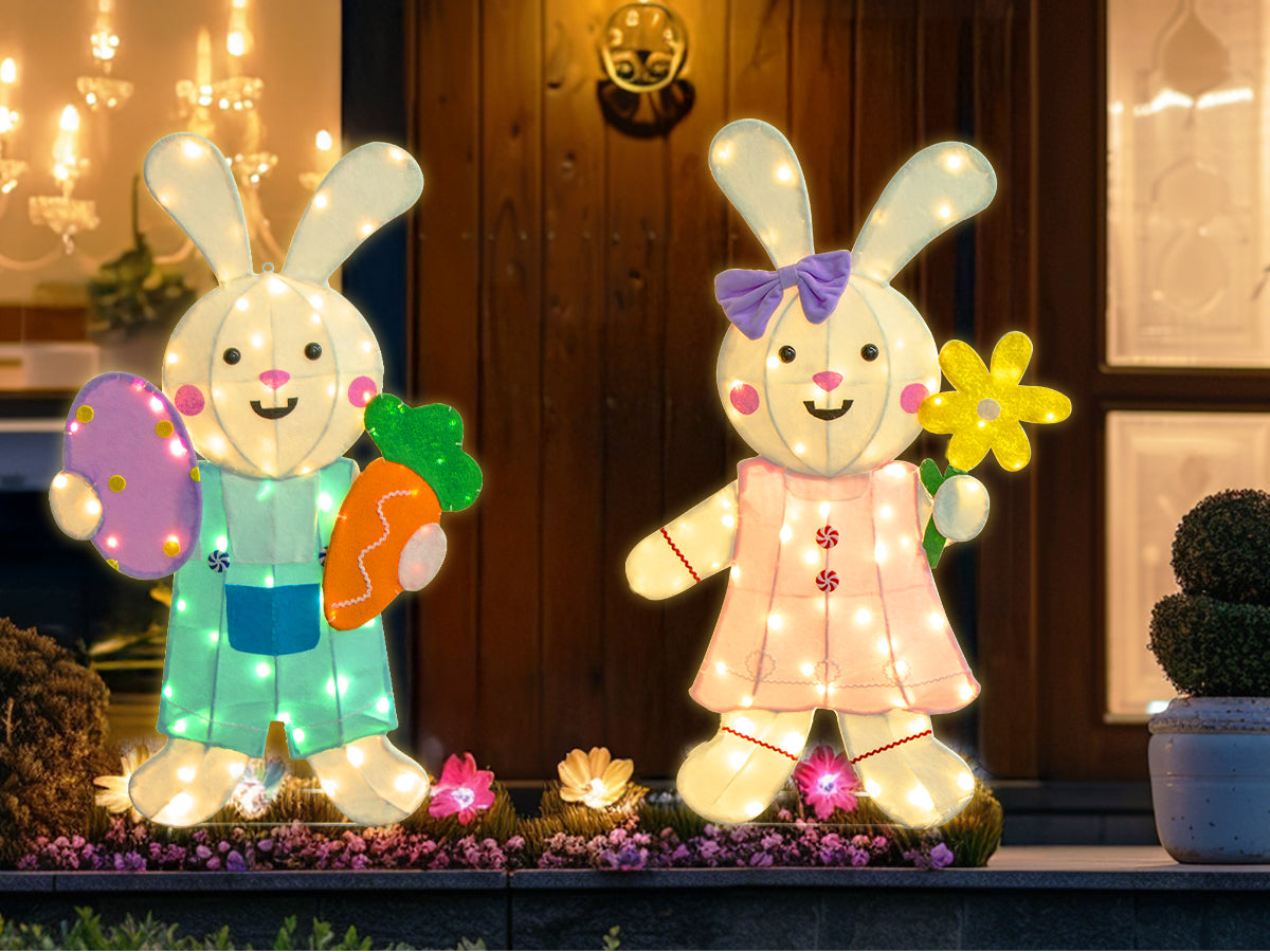 EAMBRITE 2 Pack Easter Decorations Outdoor Bunny Decor