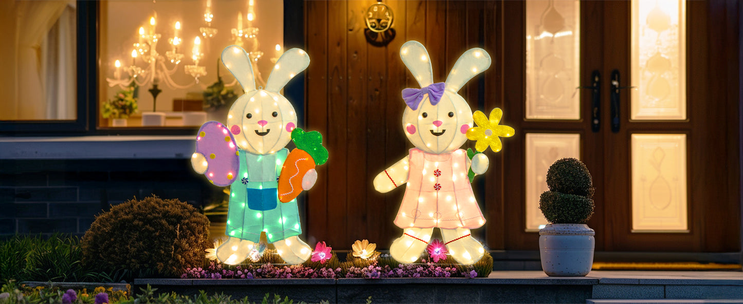 EAMBRITE 2 Pack Easter Decorations Outdoor Bunny Decor