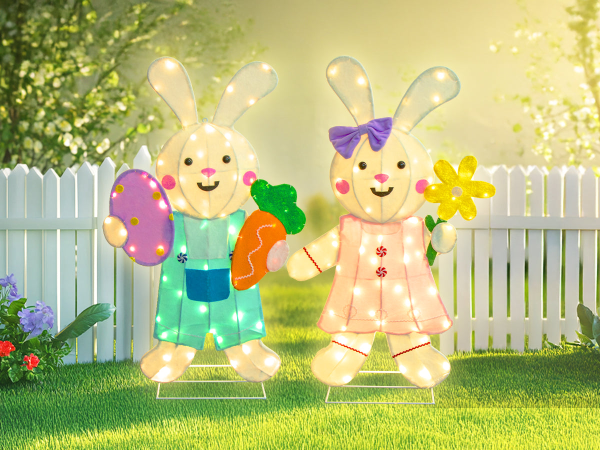 EAMBRITE 2 Pack Easter Decorations Outdoor Bunny Decor