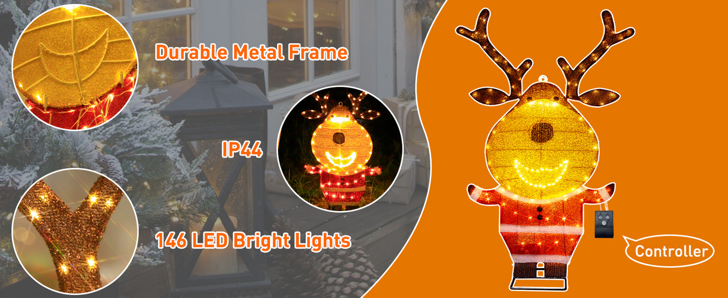 EAMBRITE Lighted Reindeer Outdoor Decorations