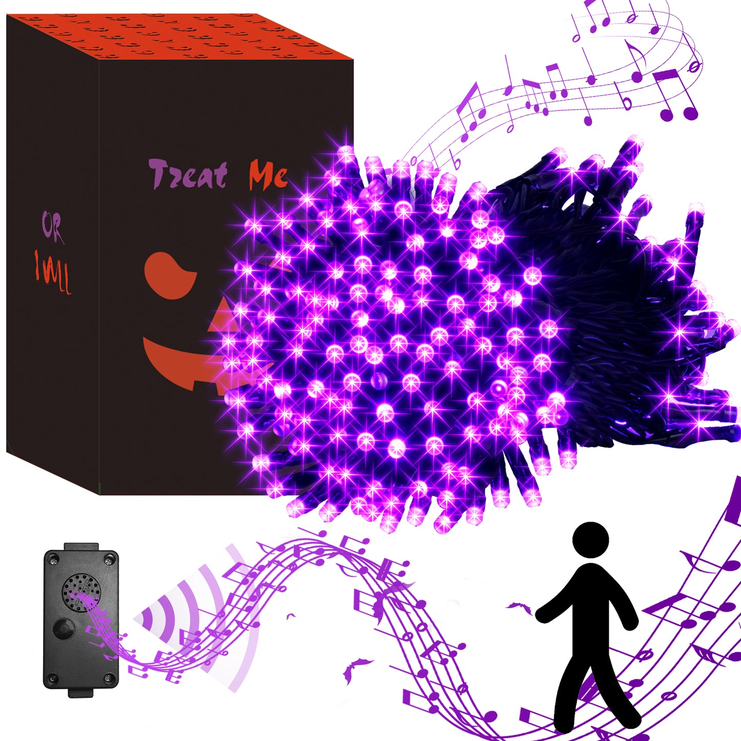 EAMBRITE Halloween Decorations 200 LED Halloween String Lights with Spooky Music