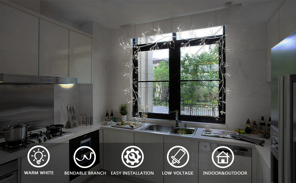 EAMBRITE White Garland Lights, 6 FT 48 LED Lighted Twig Garlands Plug in
