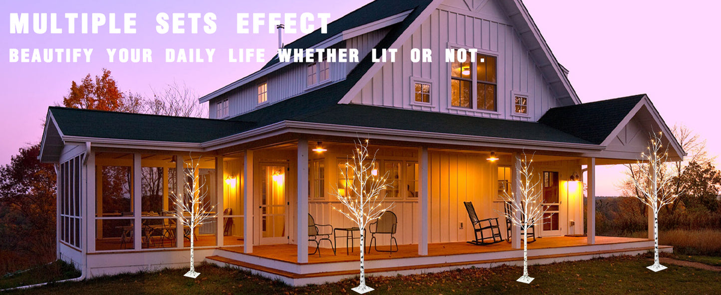EAMBRITE 5FT 6FT White Birch Tree Set Christmas Tree Decorations