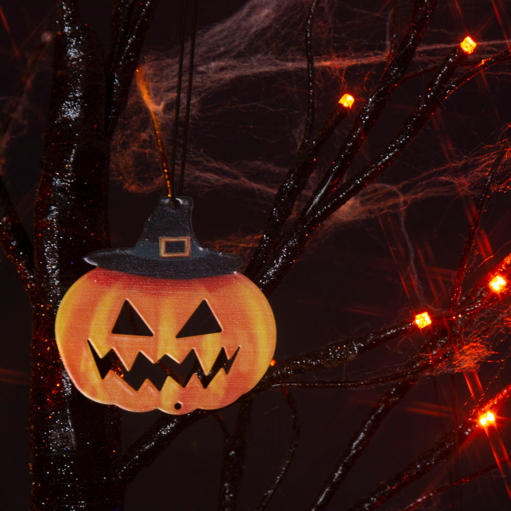 EAMBRITE Halloween Tree, 2FT Black Spooky Tree with 24 LED Orange Lights 8 Pumpkin