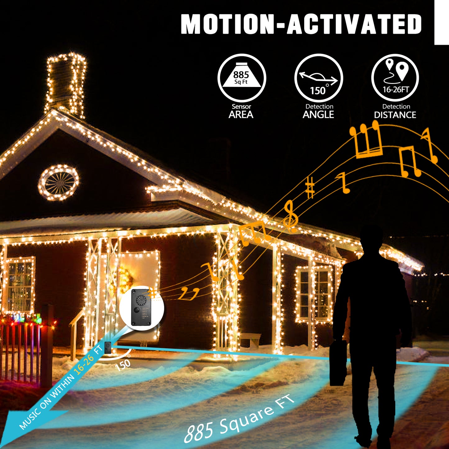 EAMBRITE Christmas Lights Outdoor 82 Ft 200 LT Christmas Lights with Cheerful Music