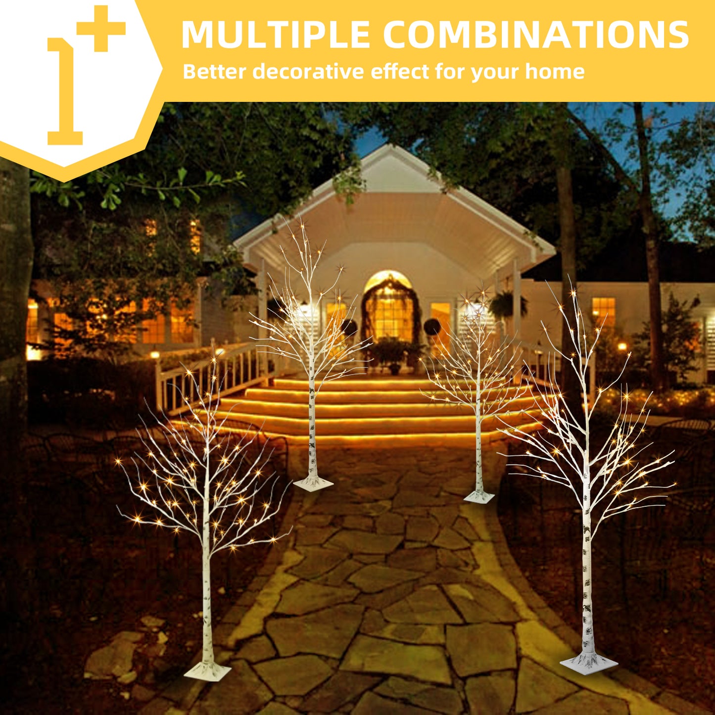 EAMBRITE 5FT 6FT White Birch Tree Set Christmas Tree Decorations