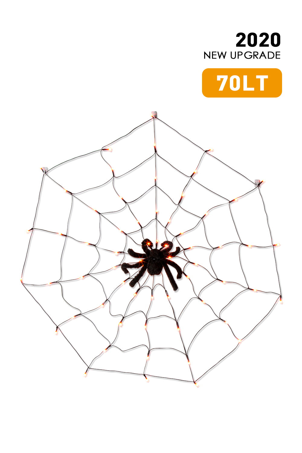 EAMBRITE Halloween Spider Web Lights with 70LED Orange Lights