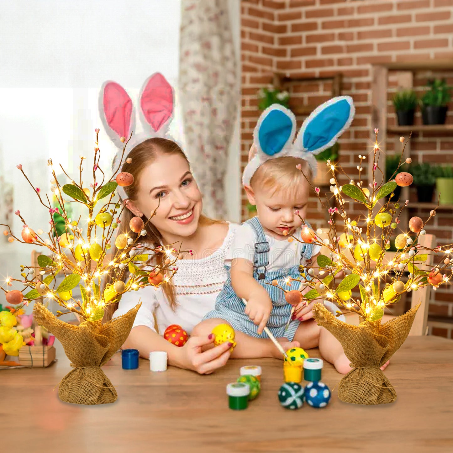 EAMBRITE Easter Decorations Easter Egg Tree with Lights