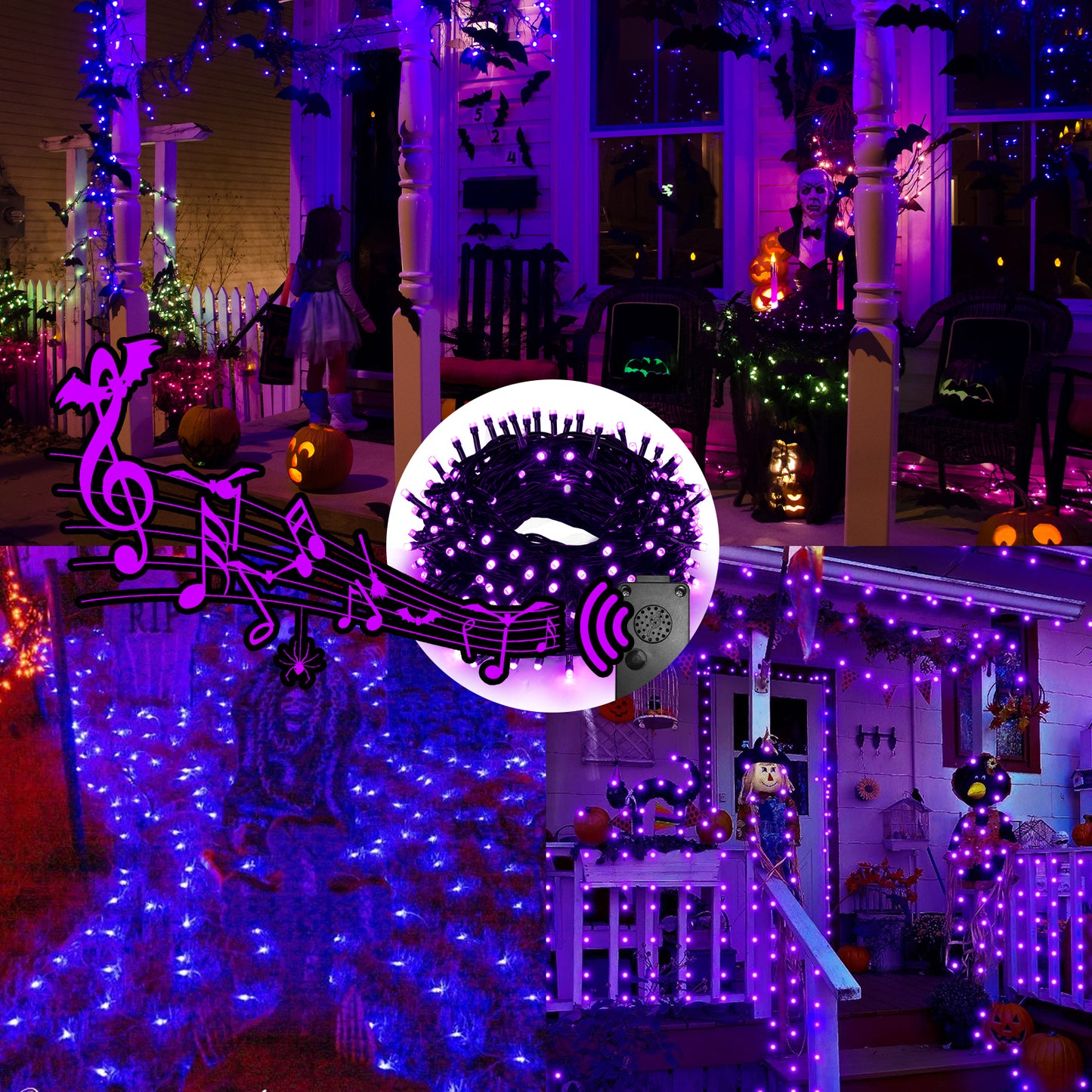 EAMBRITE Halloween Decorations 200 LED Halloween String Lights with Spooky Music