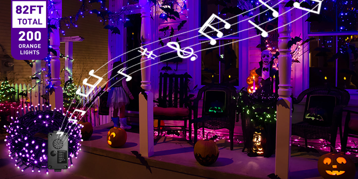 EAMBRITE Halloween Decorations 200 LED Halloween String Lights with Spooky Music