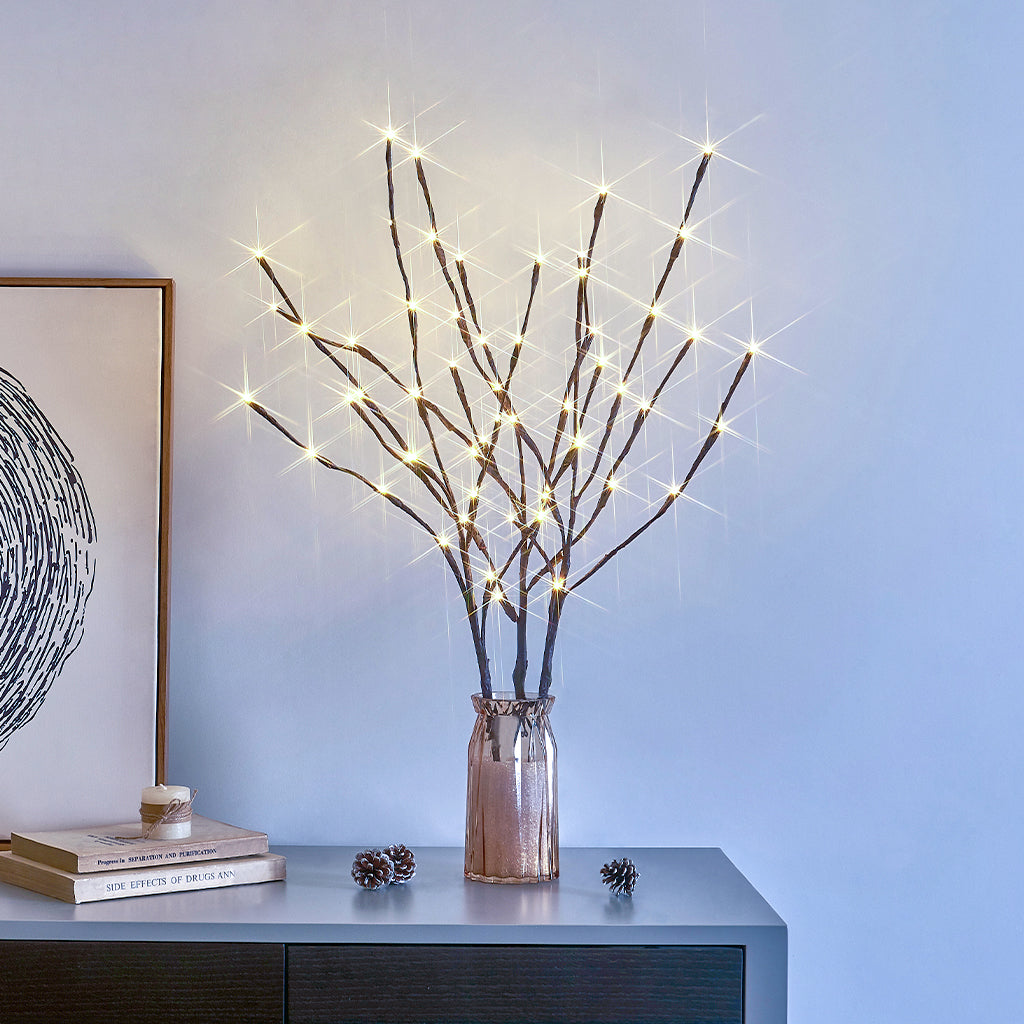 EAMBRITE 3PK Brown Lighted Twig Branches Pathway Light