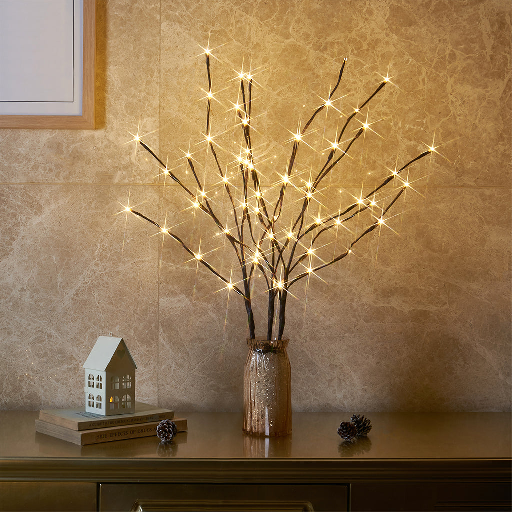 EAMBRITE 3PK Brown Lighted Twig Branches Pathway Light