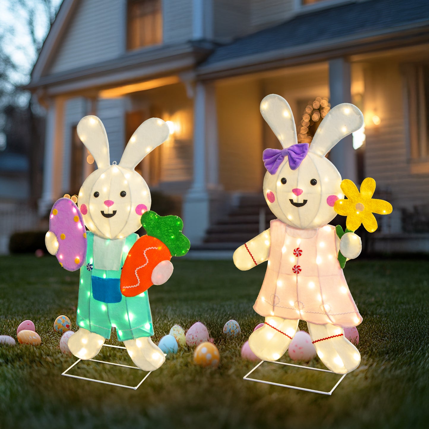 EAMBRITE 2 Pack Easter Decorations Outdoor Bunny Decor