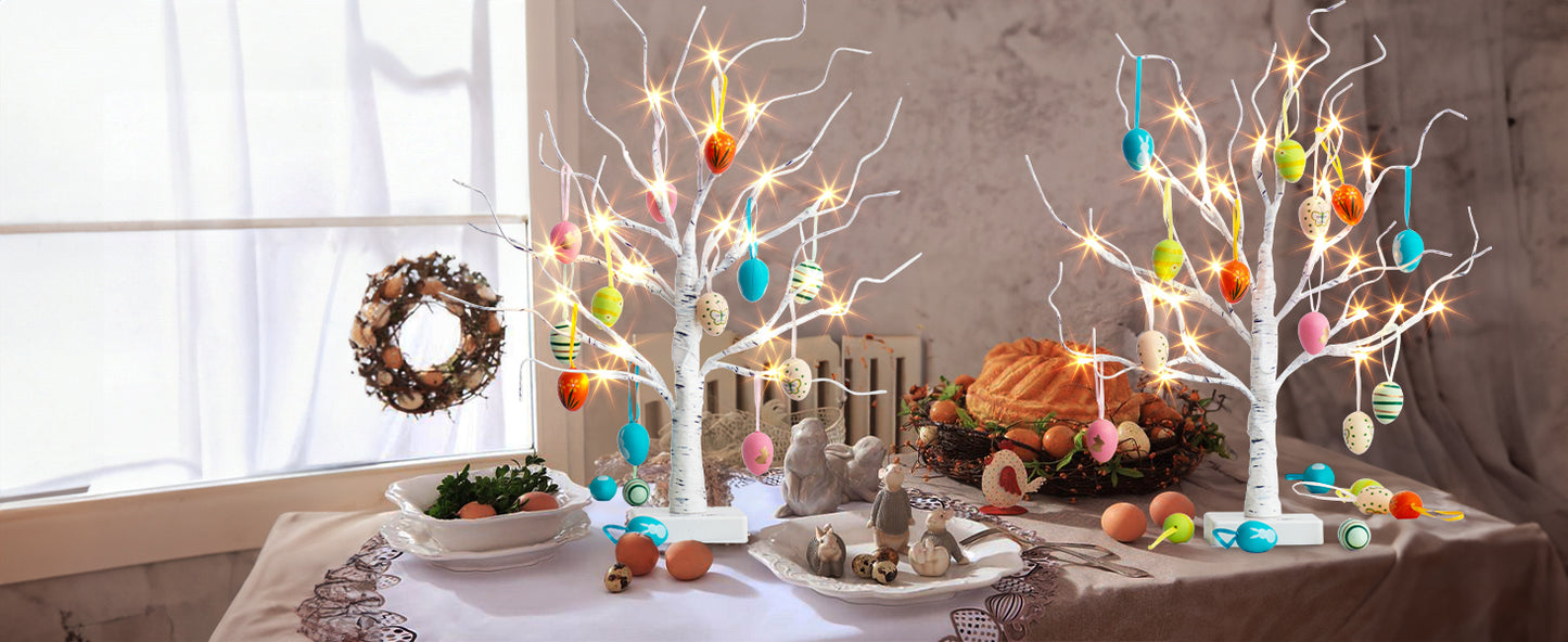 EAMBRITE Easter Decorations Easter Tree with 18x2 pcs Eggs Ornaments