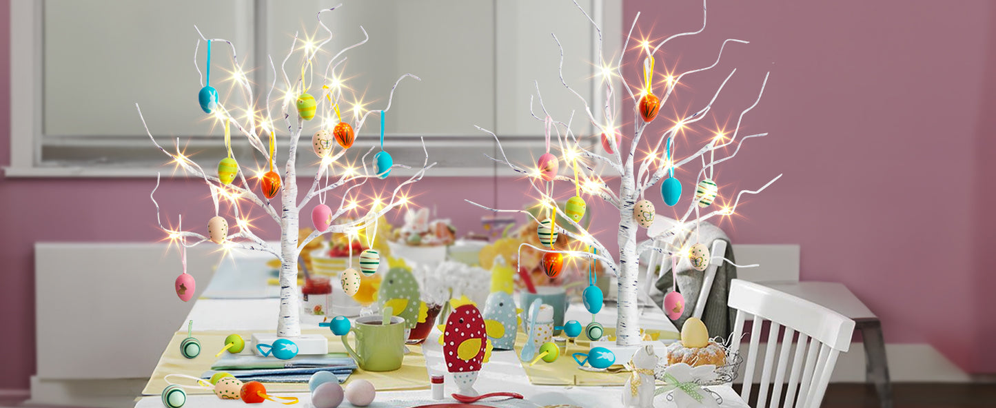EAMBRITE Easter Decorations Easter Tree with 18x2 pcs Eggs Ornaments