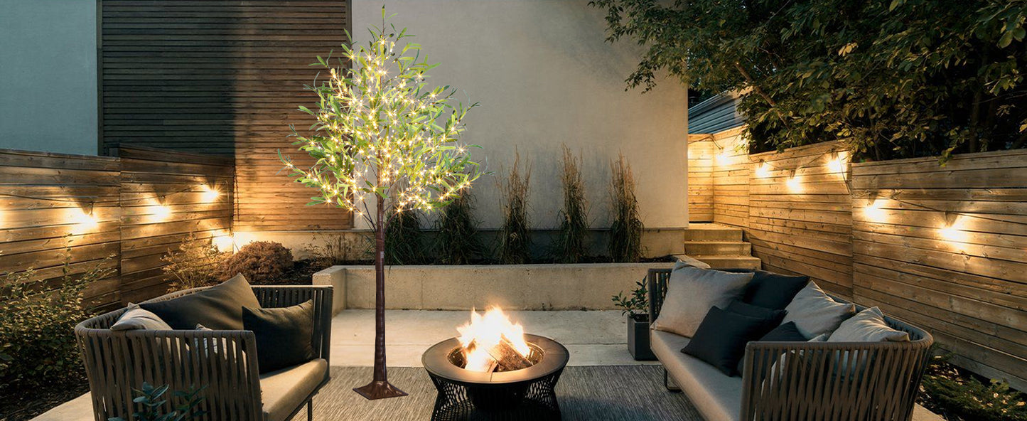 EAMBRITE Lighted Olive Tree Artificial Indoor, 6Ft Eucalyptus Tree with Fairy Lights