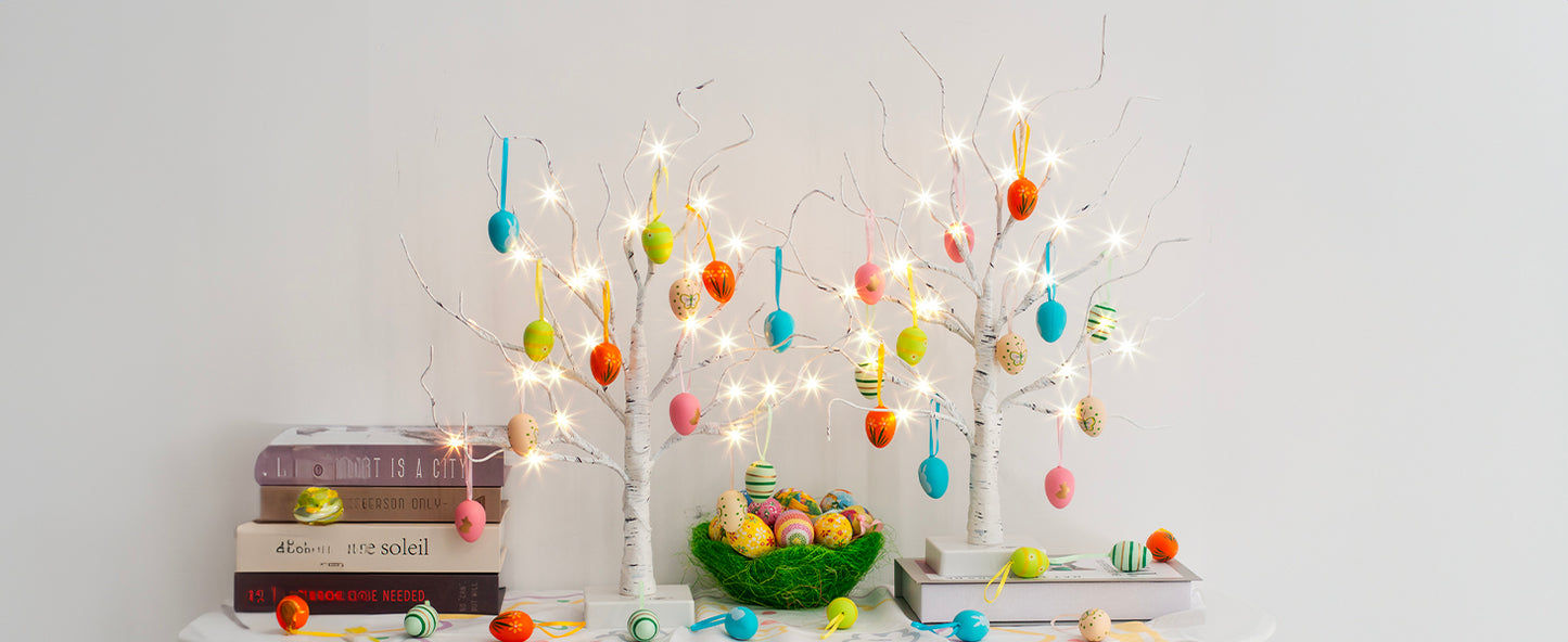 EAMBRITE Easter Decorations Easter Tree with 18x2 pcs Eggs Ornaments