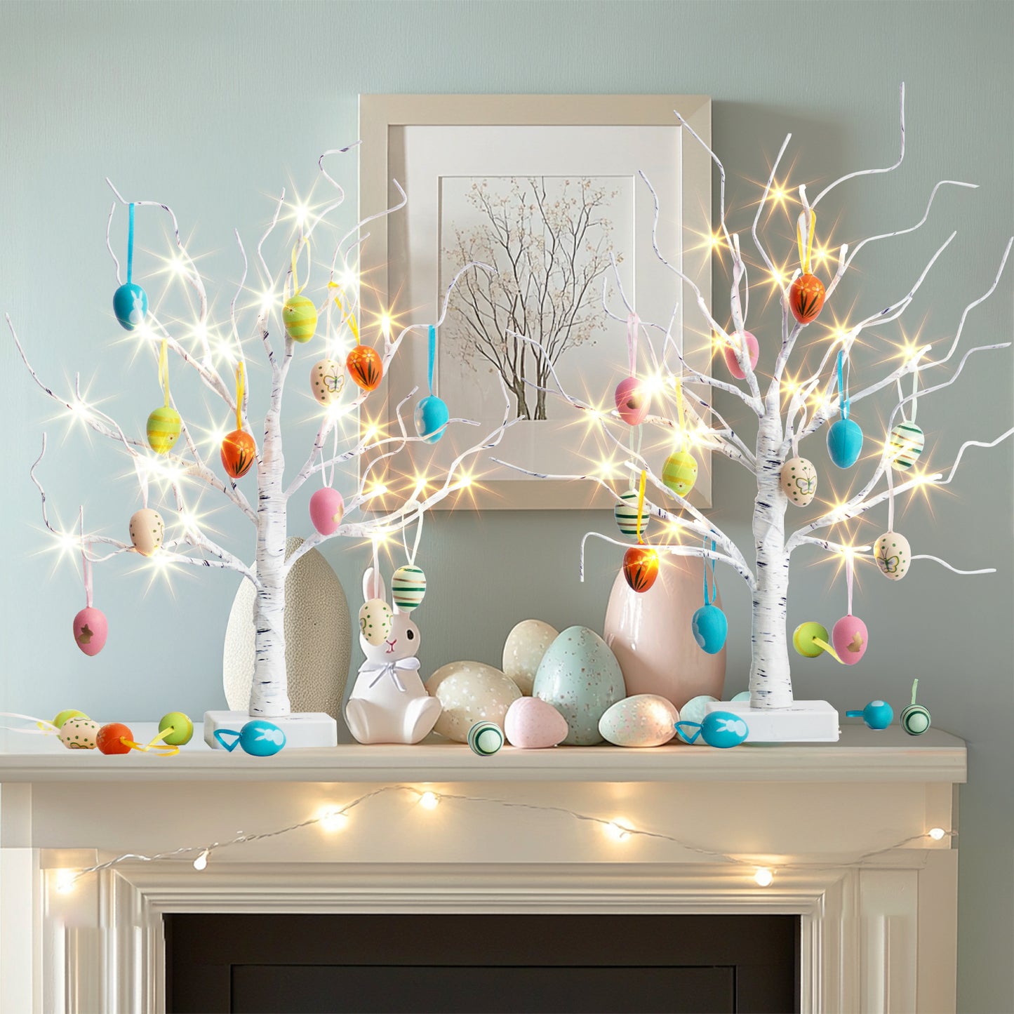 EAMBRITE Easter Decorations Easter Tree with 18x2 pcs Eggs Ornaments