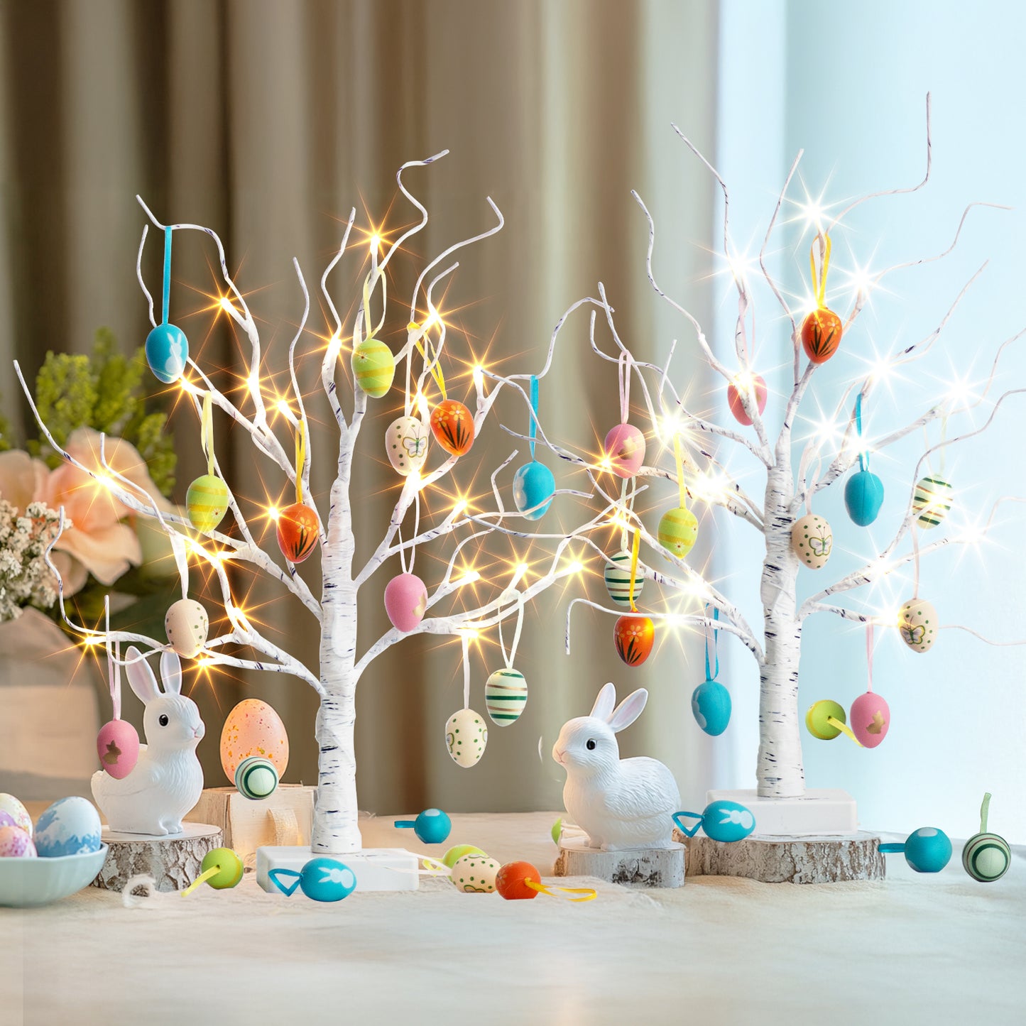 EAMBRITE Easter Decorations Easter Tree with 18x2 pcs Eggs Ornaments