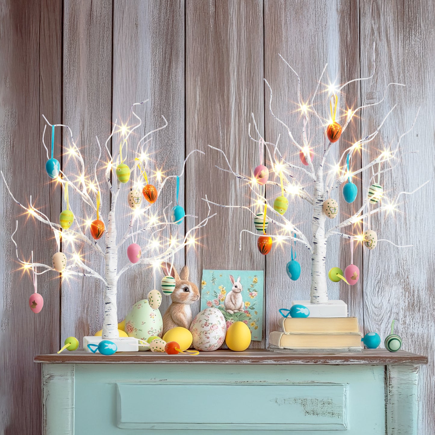 EAMBRITE Easter Decorations Easter Tree with 18x2 pcs Eggs Ornaments