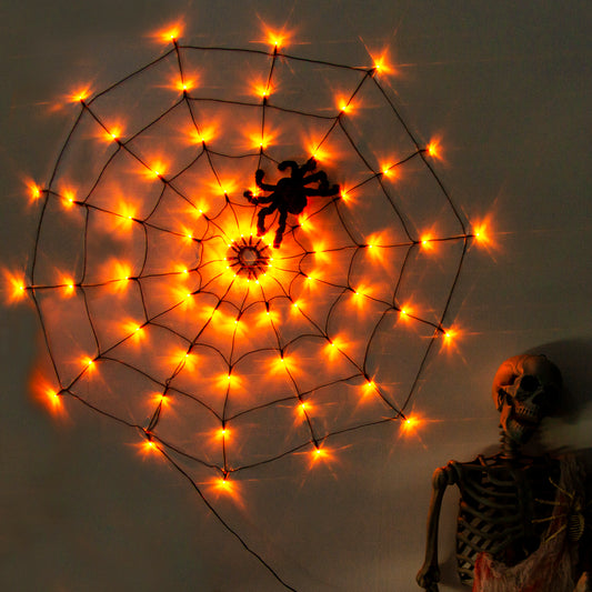 EAMBRITE Halloween Spider Web Lights with 70LED Orange Lights