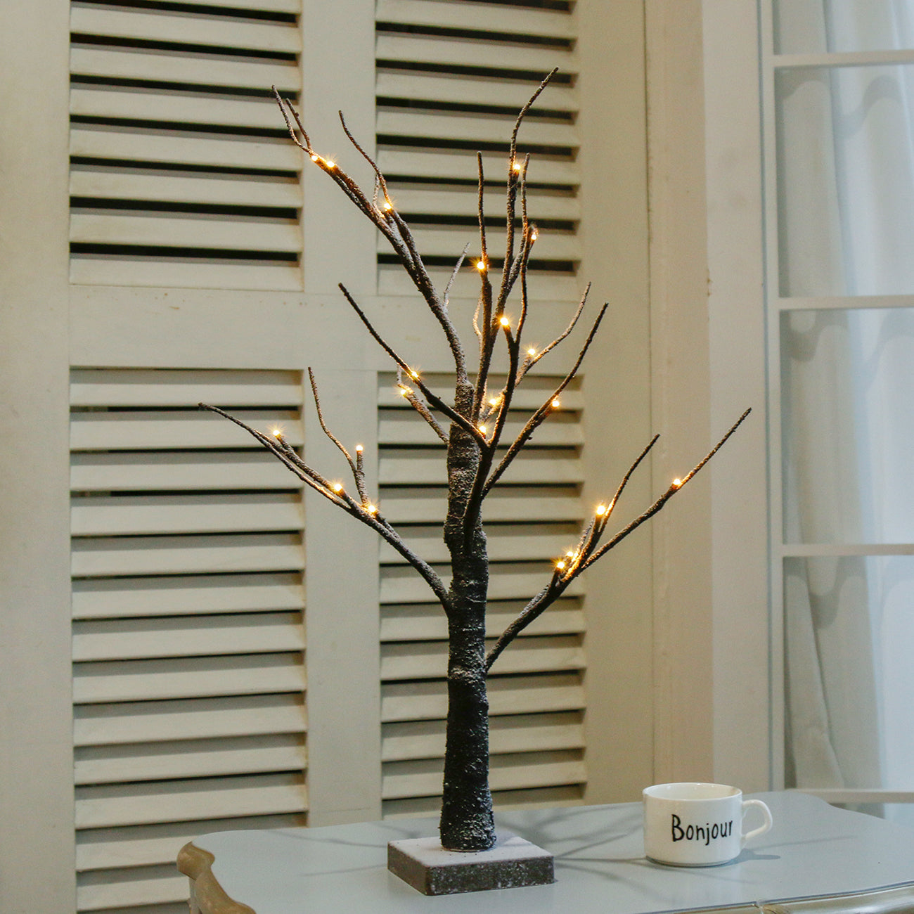 Árbol Bonsái de Nieve EAMBRITE de 24 Pulgadas con Funcionamiento por Batería