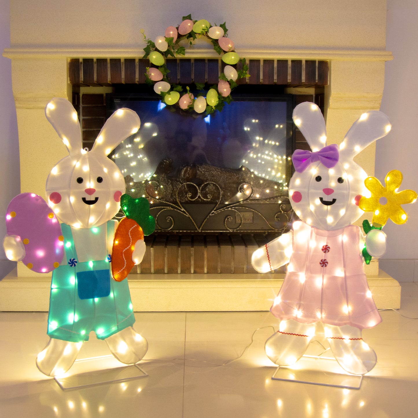 EAMBRITE 2 Pack Easter Decorations Outdoor Bunny Decor