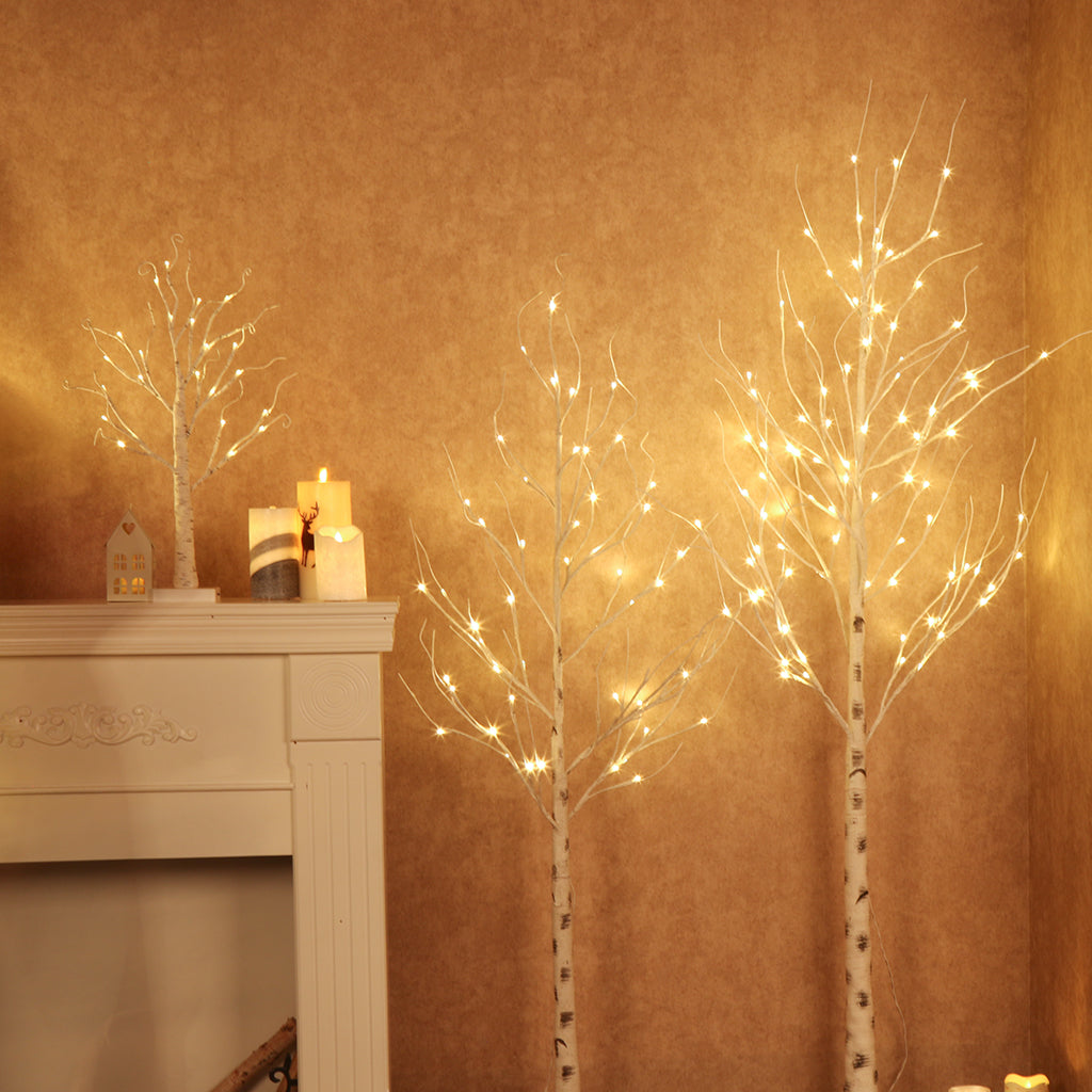 EAMBRITE 5FT 6FT White Birch Tree Set Christmas Tree Decorations