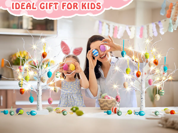 EAMBRITE Easter Decorations Easter Tree with 18x2 pcs Eggs Ornaments