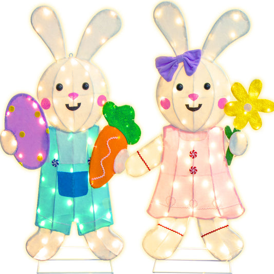 EAMBRITE 2 Pack Easter Decorations Outdoor Bunny Decor
