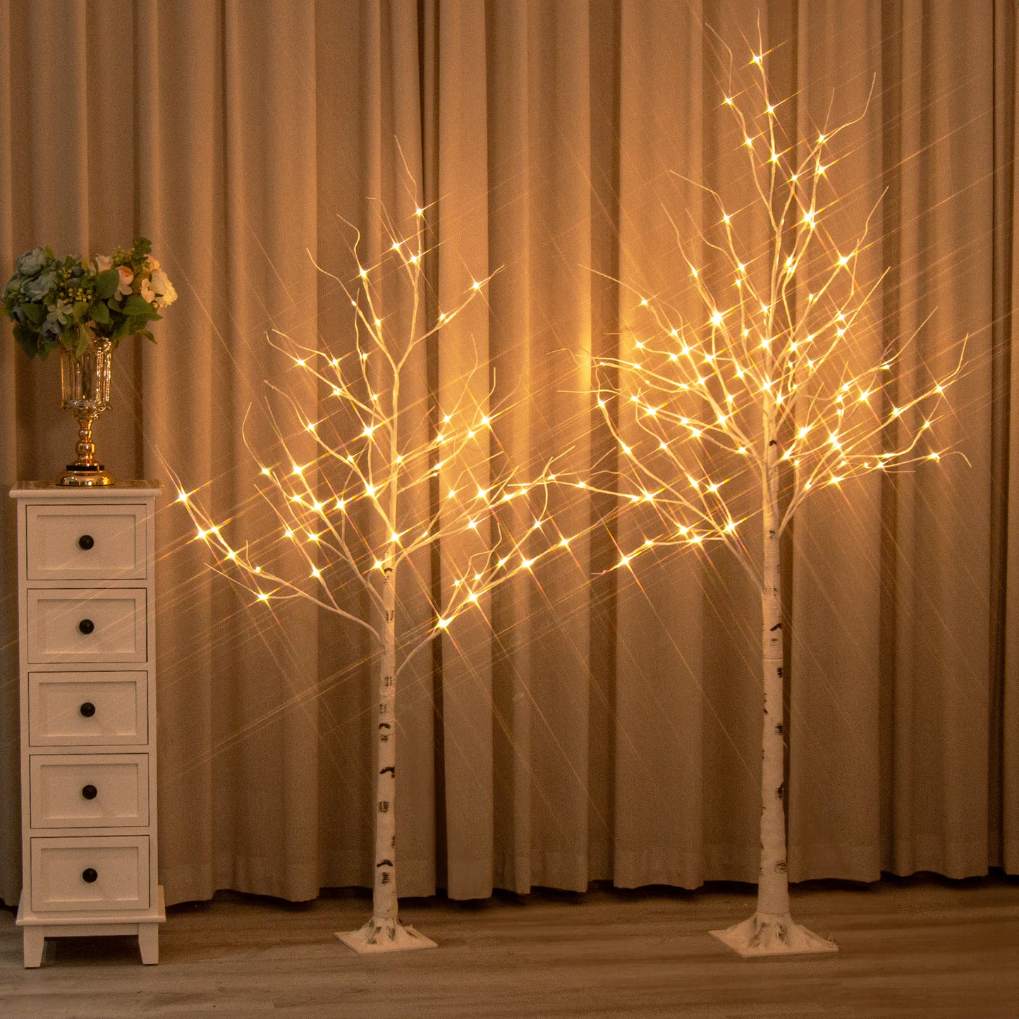 EAMBRITE 5FT 6FT White Birch Tree Set Christmas Tree Decorations