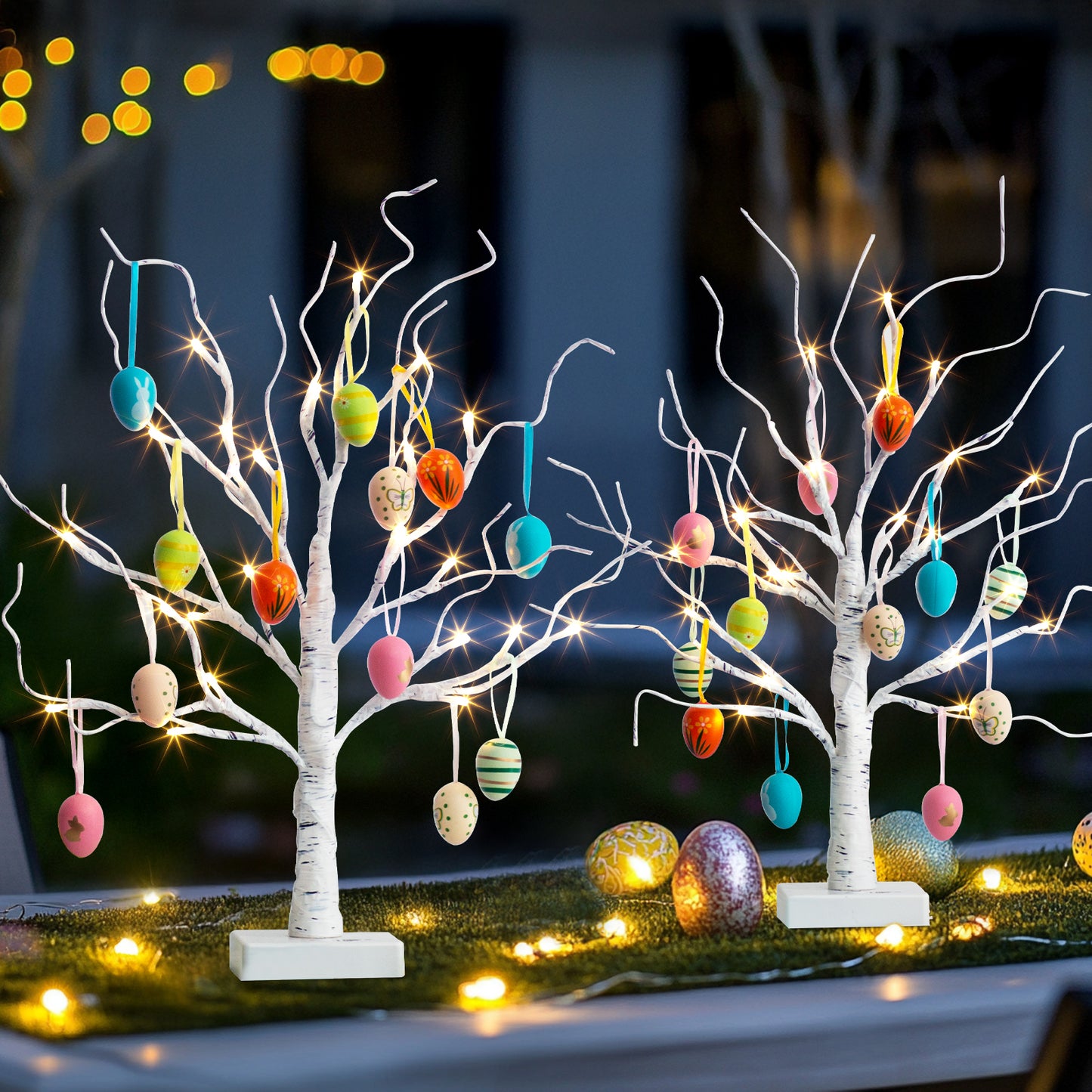 EAMBRITE Easter Decorations Easter Tree with 18x2 pcs Eggs Ornaments