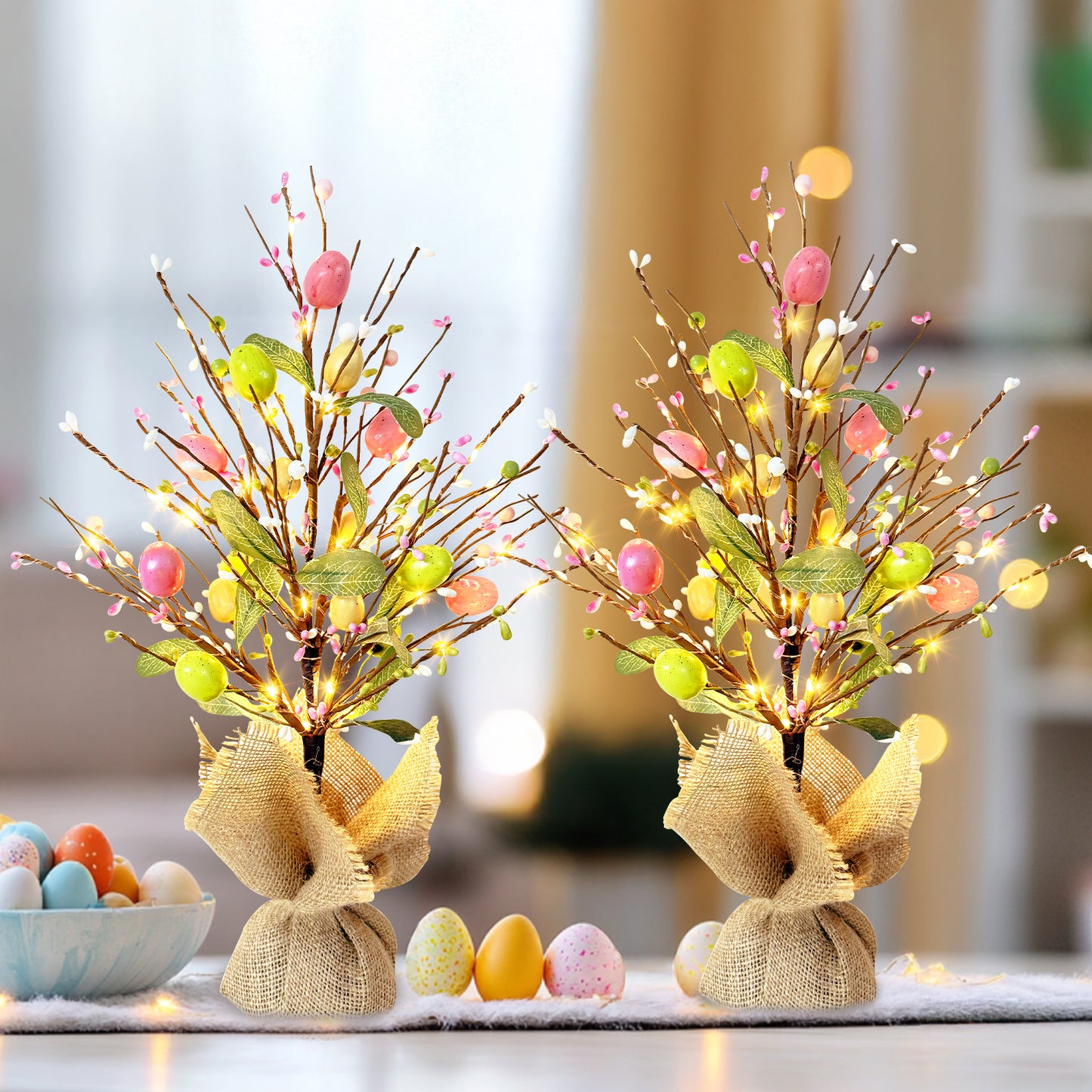 EAMBRITE Easter Decorations Easter Egg Tree with Lights