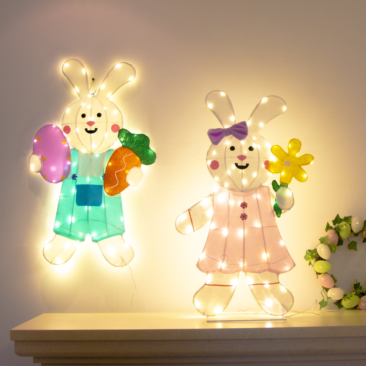 EAMBRITE 2 Pack Easter Decorations Outdoor Bunny Decor
