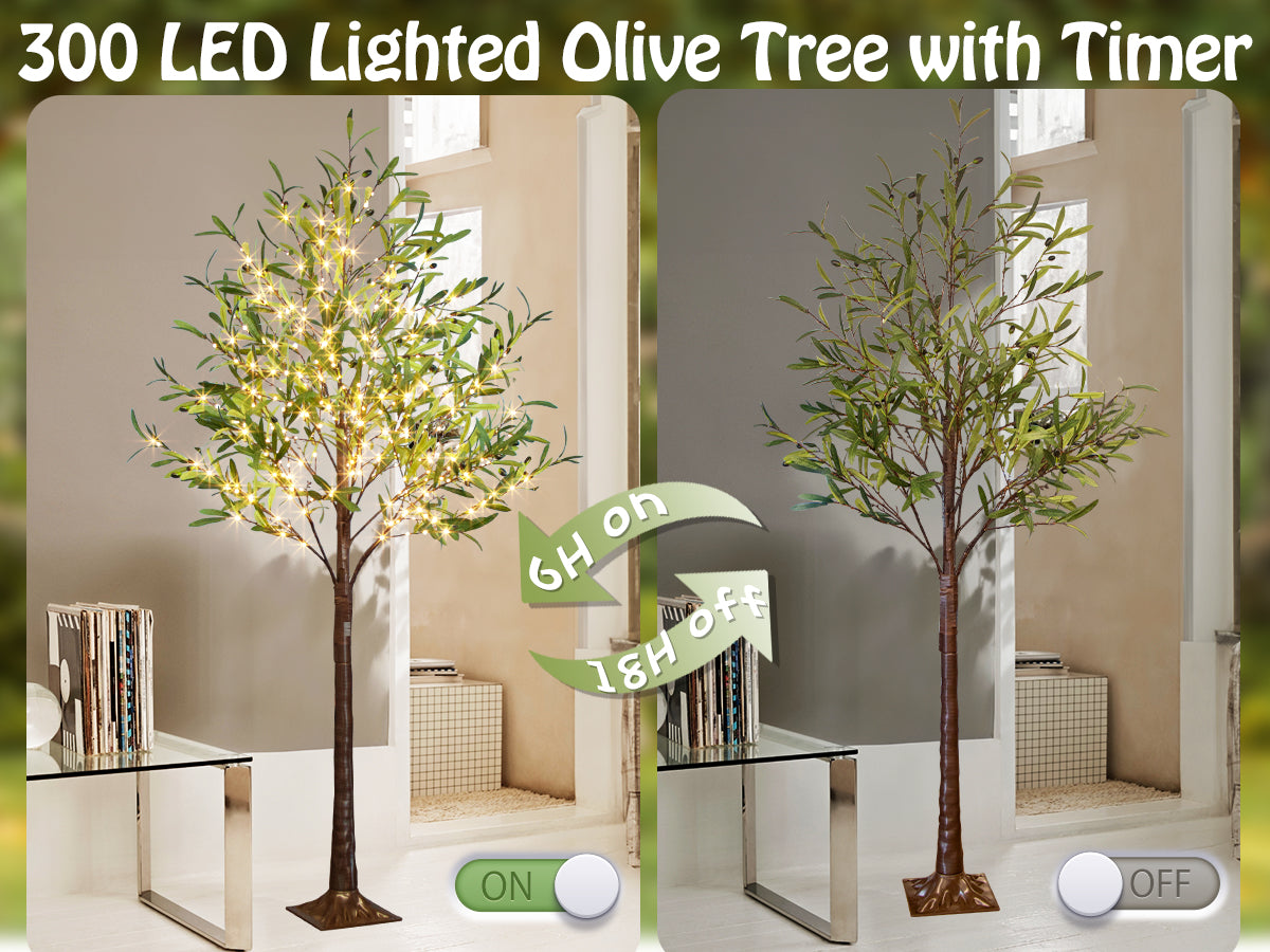 EAMBRITE Lighted Olive Tree Artificial Indoor, 6Ft Eucalyptus Tree with Fairy Lights