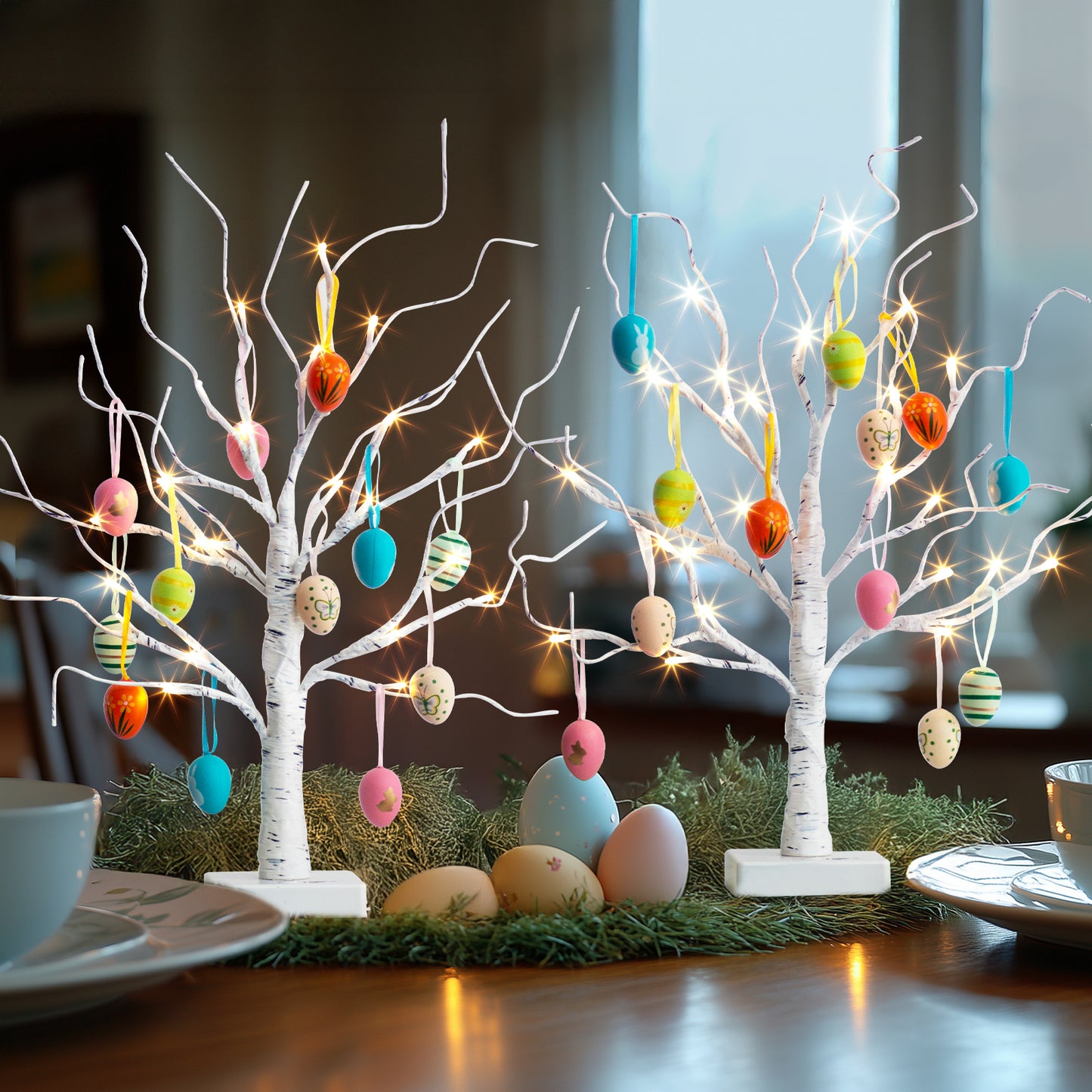 EAMBRITE Easter Decorations Easter Tree with 18x2 pcs Eggs Ornaments