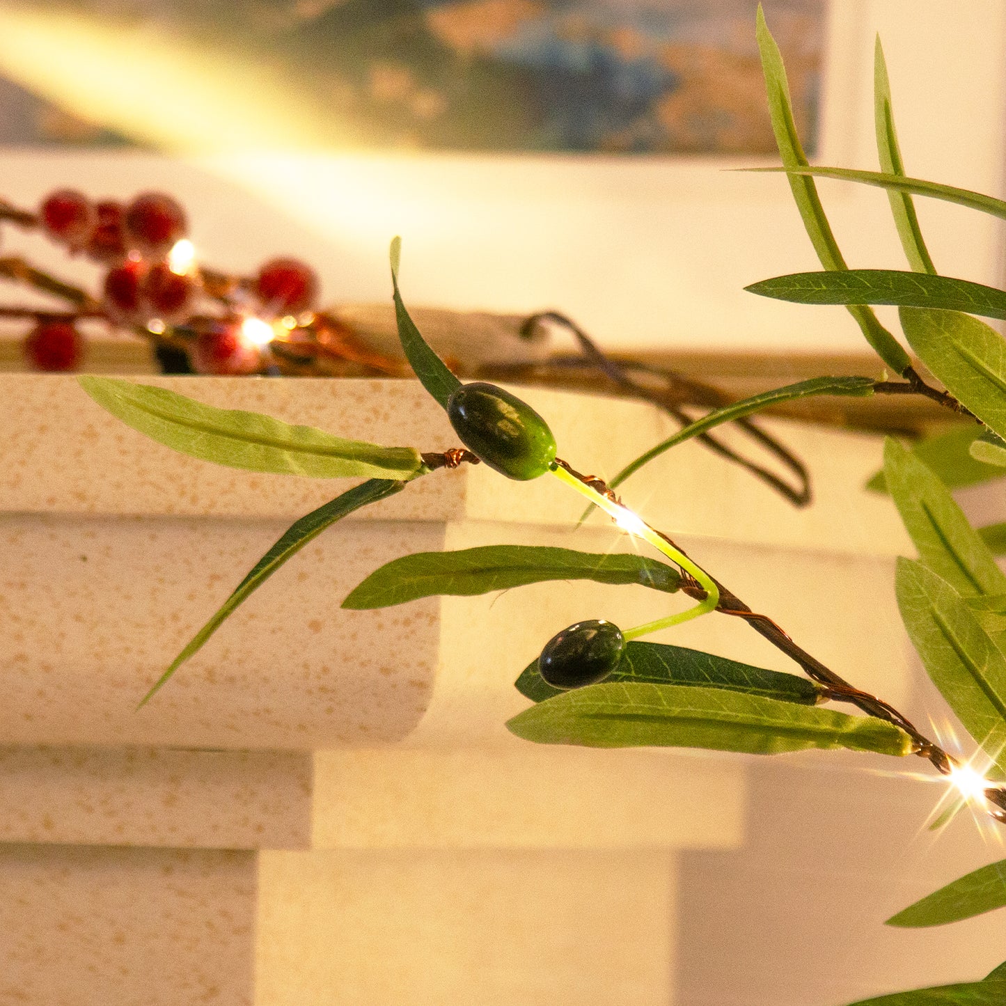 EAMBRITE Lighted Olive Tree Artificial Indoor, 6Ft Eucalyptus Tree with Fairy Lights