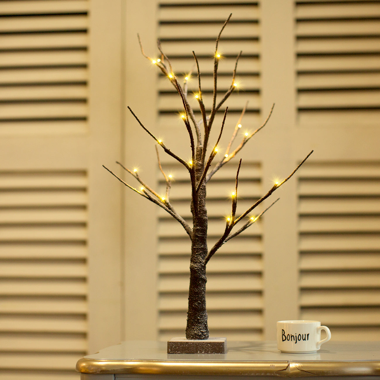 Árbol Bonsái de Nieve EAMBRITE de 24 Pulgadas con Funcionamiento por Batería