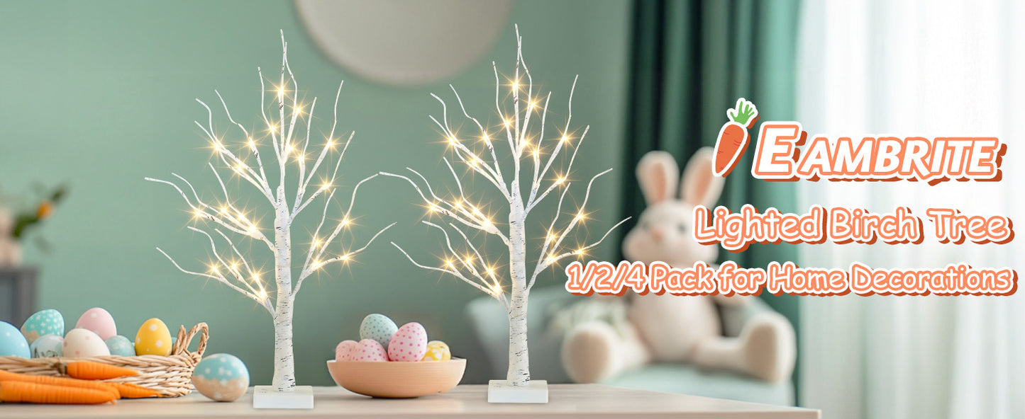 EAMBRITE Home Decorations Light Up White Birch Tree Indoor Christmas Decor