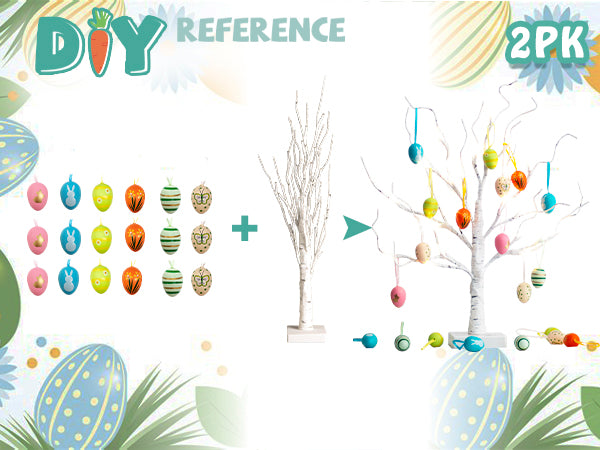 EAMBRITE Easter Decorations Easter Tree with 18x2 pcs Eggs Ornaments