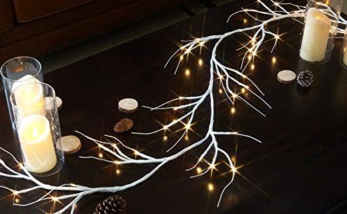 EAMBRITE White Garland Lights, 6 FT 48 LED Lighted Twig Garlands Plug in