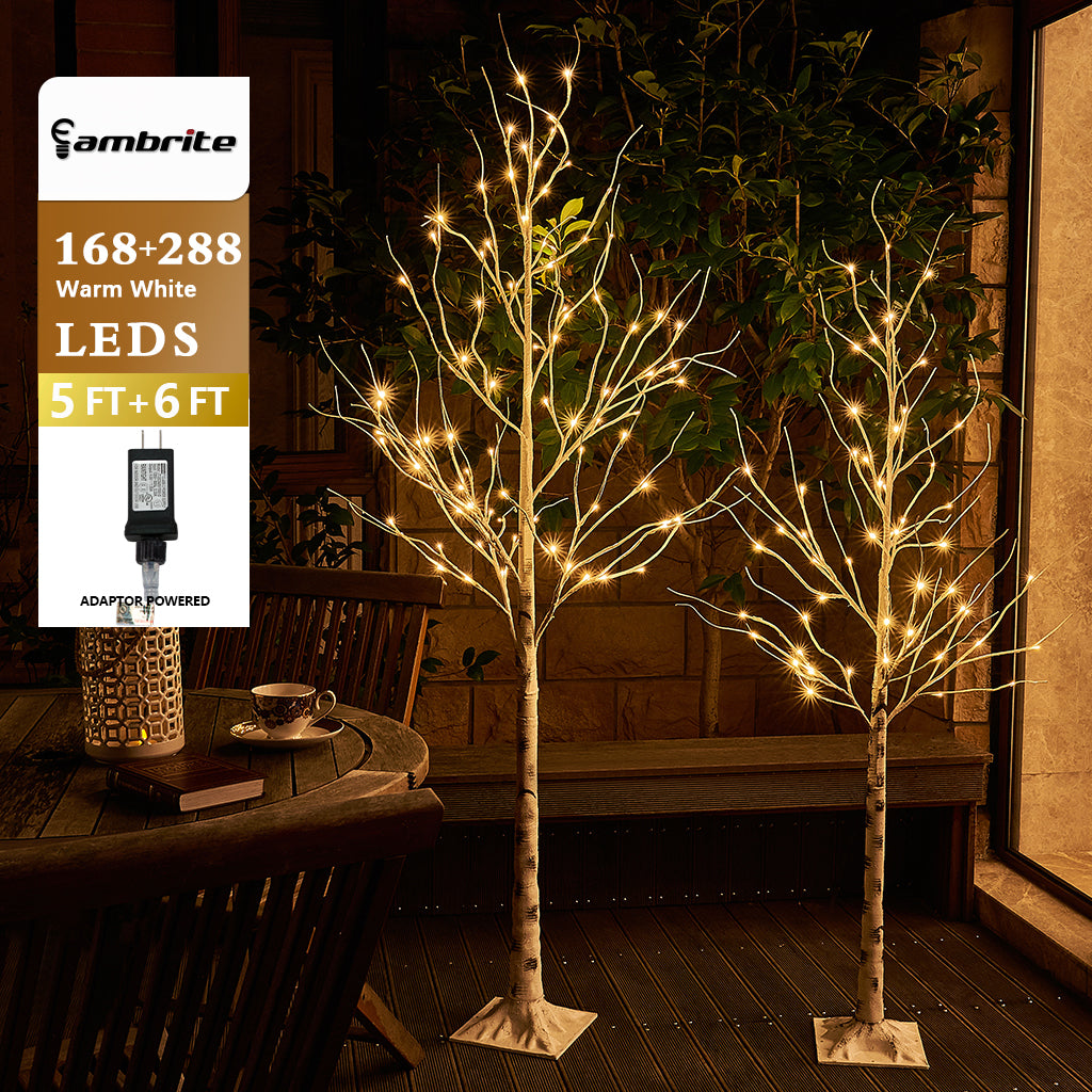 EAMBRITE 5FT 6FT White Birch Tree Set Christmas Tree Decorations